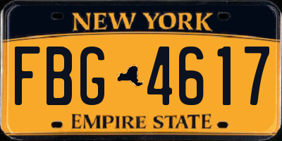 NY license plate FBG4617