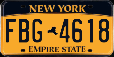 NY license plate FBG4618