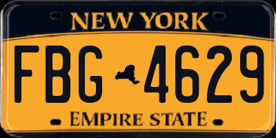 NY license plate FBG4629