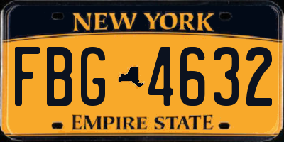 NY license plate FBG4632