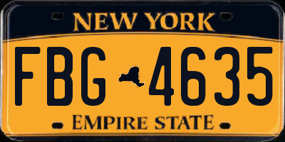 NY license plate FBG4635