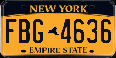 NY license plate FBG4636