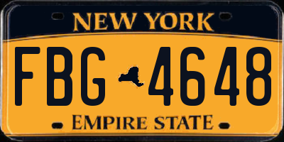NY license plate FBG4648