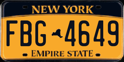 NY license plate FBG4649
