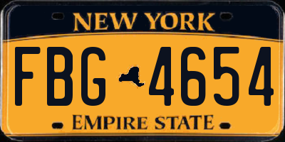 NY license plate FBG4654