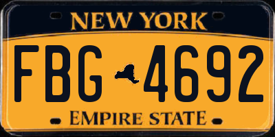NY license plate FBG4692