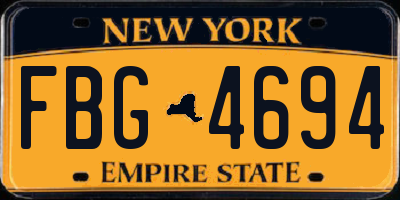NY license plate FBG4694