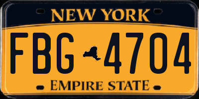 NY license plate FBG4704