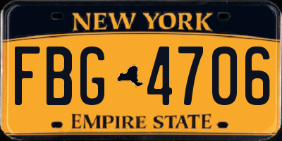 NY license plate FBG4706