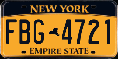 NY license plate FBG4721
