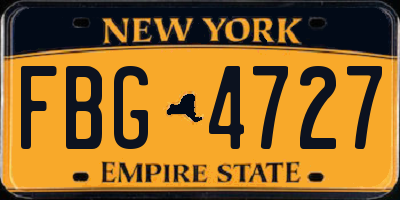 NY license plate FBG4727