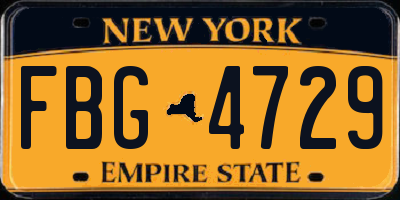 NY license plate FBG4729