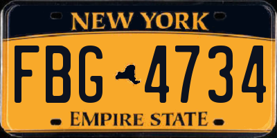 NY license plate FBG4734