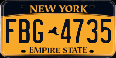 NY license plate FBG4735