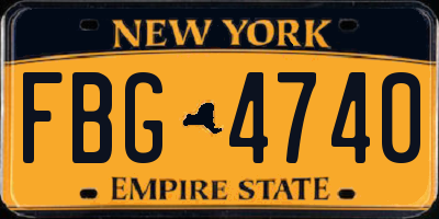 NY license plate FBG4740