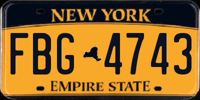NY license plate FBG4743