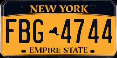 NY license plate FBG4744
