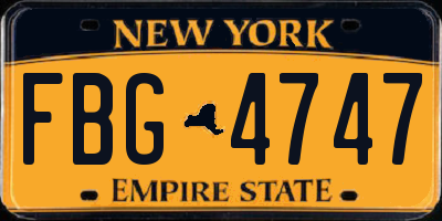 NY license plate FBG4747