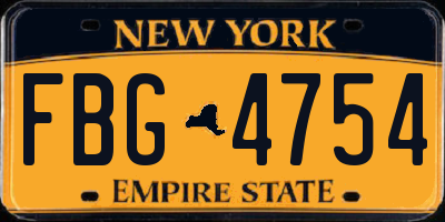 NY license plate FBG4754