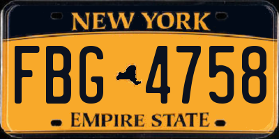 NY license plate FBG4758