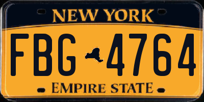 NY license plate FBG4764