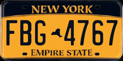 NY license plate FBG4767