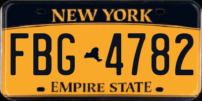 NY license plate FBG4782