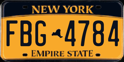 NY license plate FBG4784
