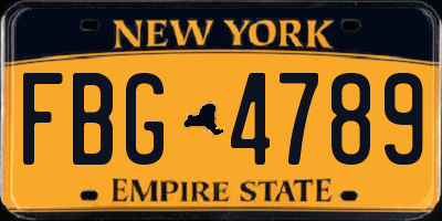 NY license plate FBG4789