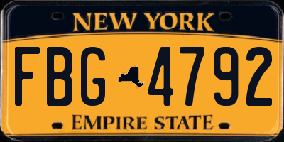 NY license plate FBG4792