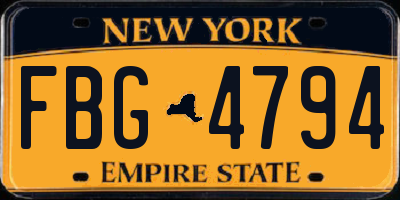 NY license plate FBG4794