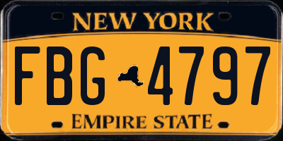 NY license plate FBG4797