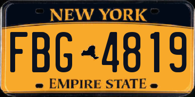 NY license plate FBG4819