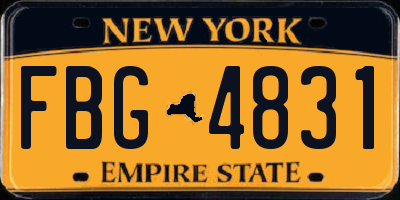 NY license plate FBG4831