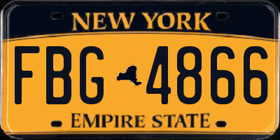 NY license plate FBG4866