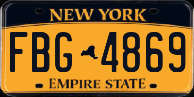 NY license plate FBG4869
