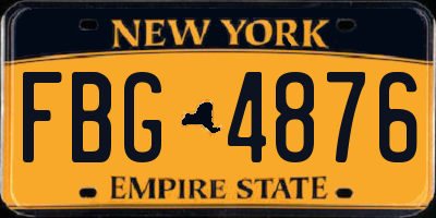 NY license plate FBG4876