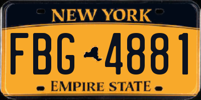 NY license plate FBG4881