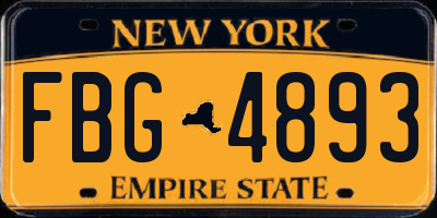 NY license plate FBG4893