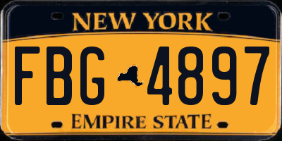 NY license plate FBG4897