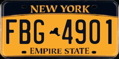 NY license plate FBG4901