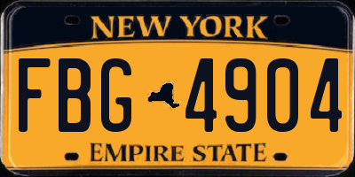 NY license plate FBG4904