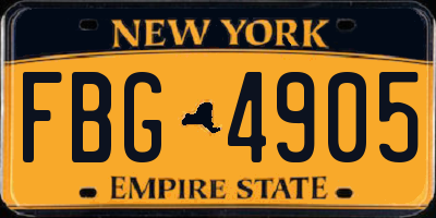 NY license plate FBG4905