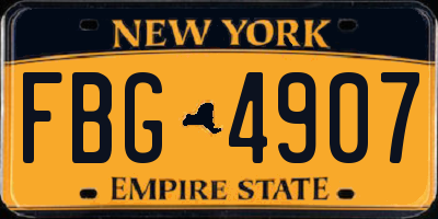 NY license plate FBG4907
