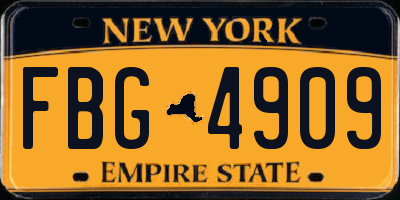 NY license plate FBG4909