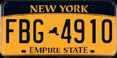 NY license plate FBG4910