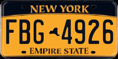 NY license plate FBG4926