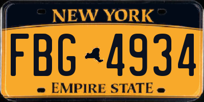 NY license plate FBG4934