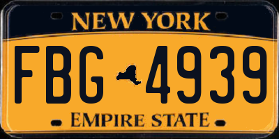 NY license plate FBG4939