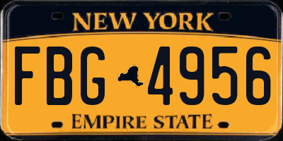 NY license plate FBG4956